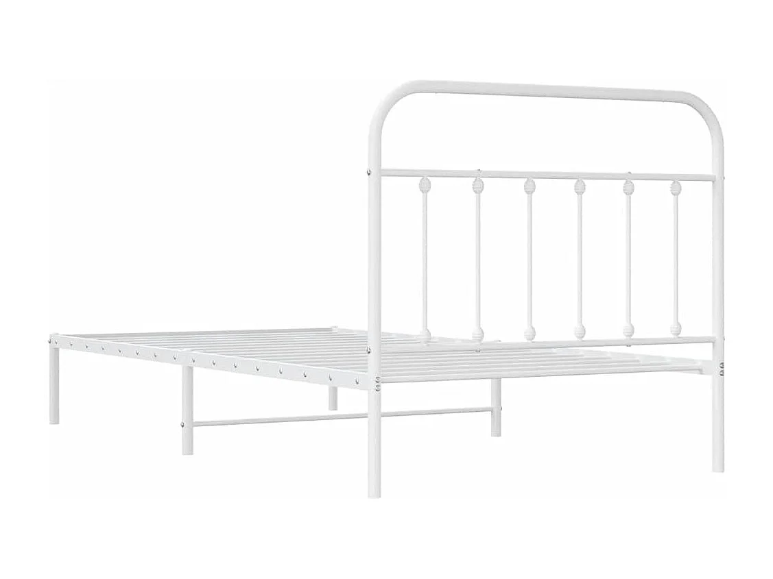 Lit simple | Lit adulte, enfant | Cadre de lit métal et tête de lit blanc 100x200 cm