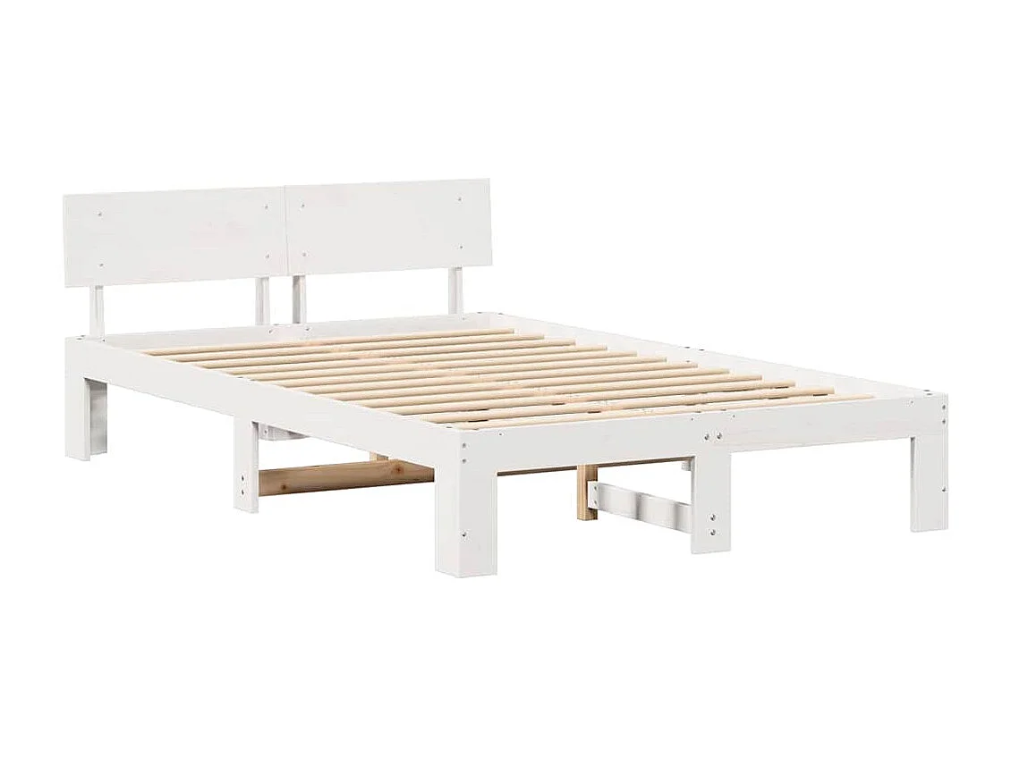 Lit double | Lit adulte | Cadre de lit Blanc 135x190 cm Bois de pin massif