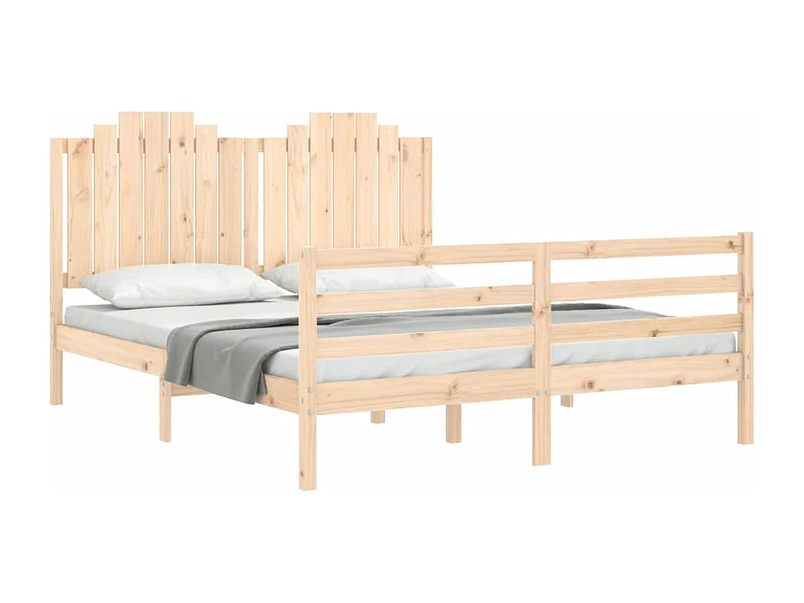 Letto per adulti | Letto matrimoniale | Giroletto con Testiera 160x200 cm in Legno Massello