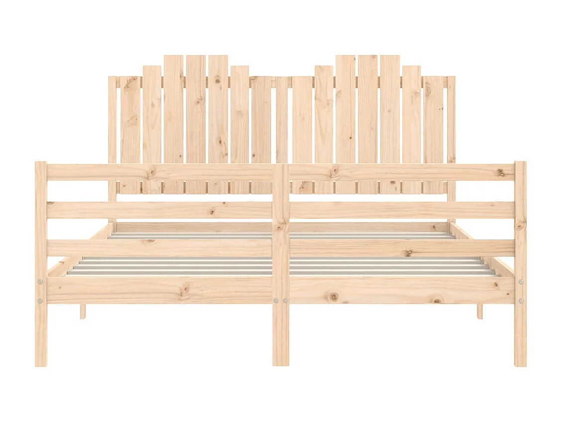 Letto per adulti | Letto matrimoniale | Giroletto con Testiera 160x200 cm in Legno Massello