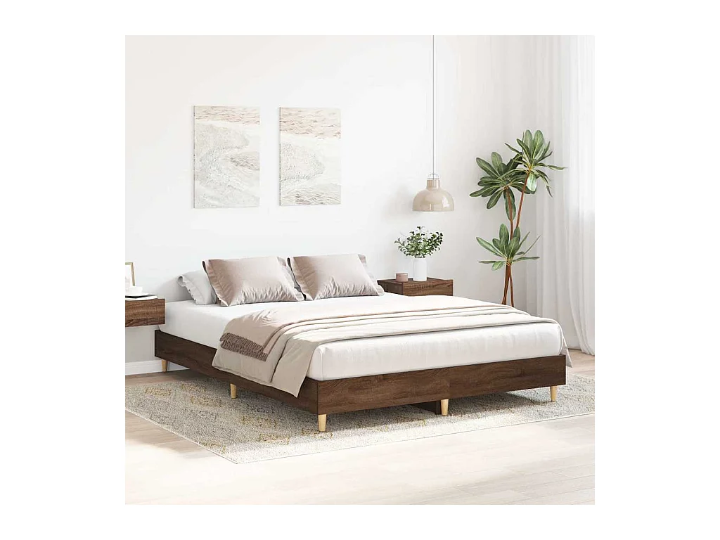 Letto per adulti | Letto matrimoniale | Giroletto senza Materasso Rovere Marrone 150x200 cm Truciolato