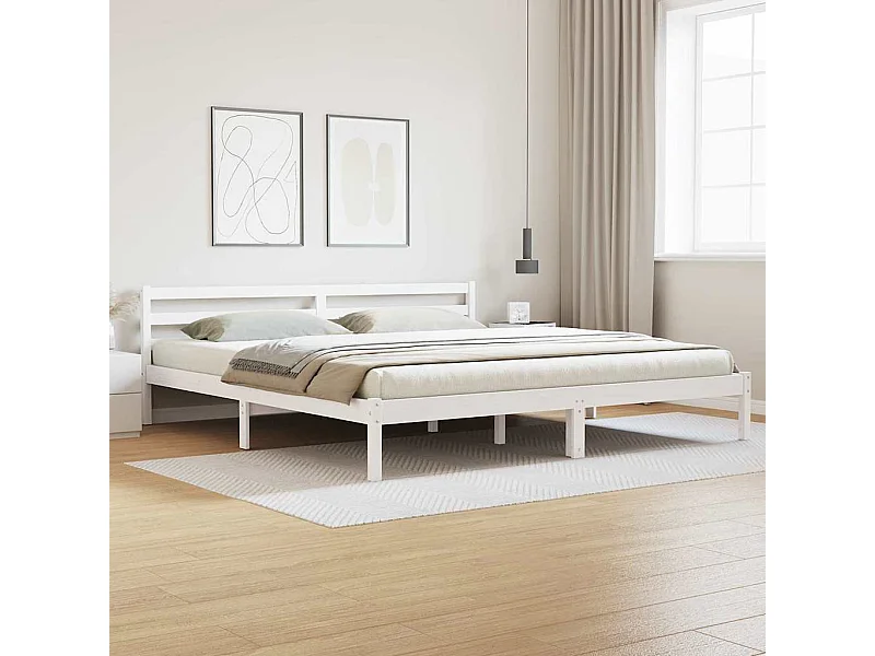 Lit double | Lit adulte | Cadre de lit Blanc 210x180 cm Bois massif en pin