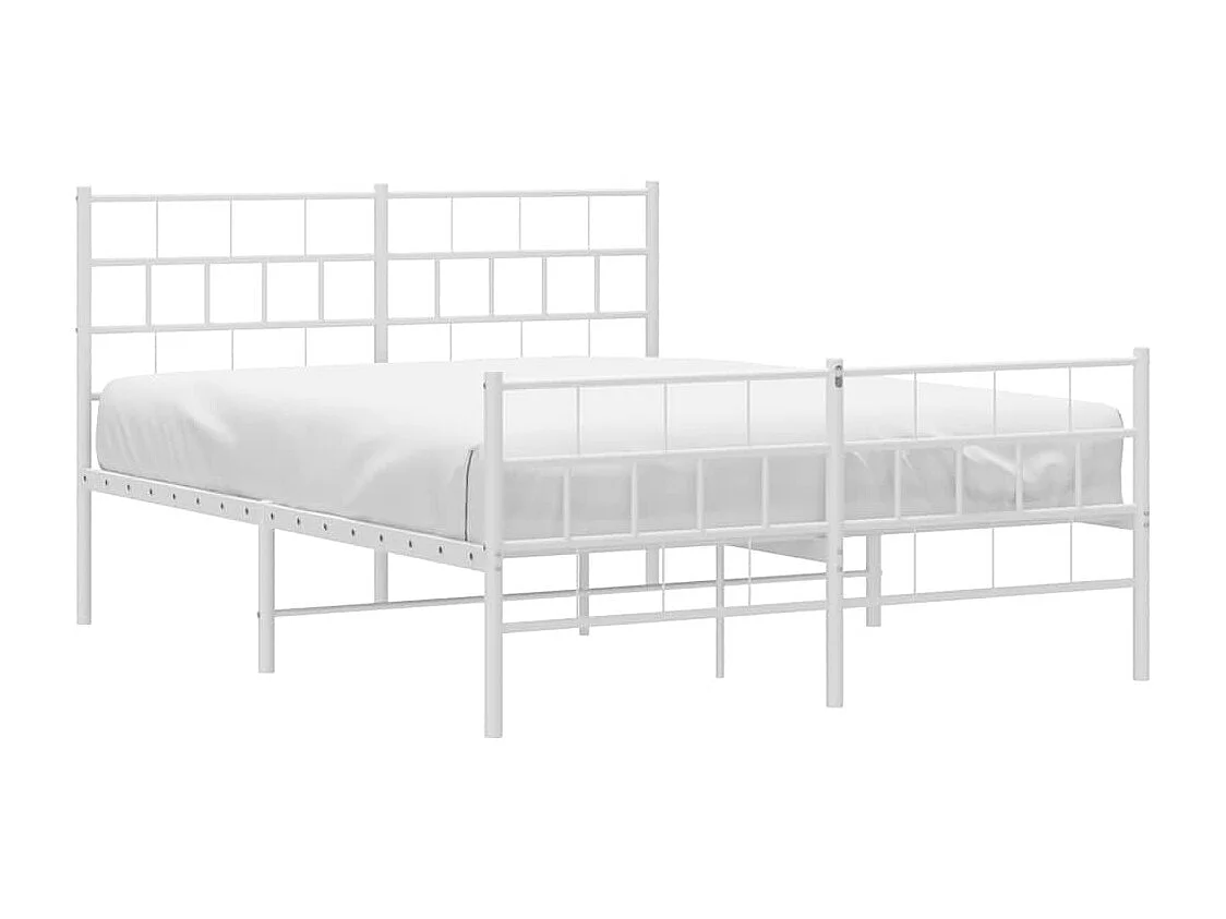 Lit double | Lit adulte | Cadre de lit métal et pied de lit blanc 135x190 cm