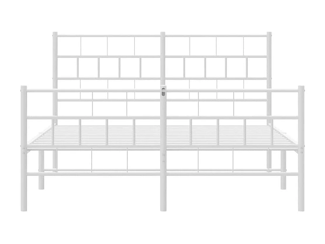 Lit double | Lit adulte | Cadre de lit métal et pied de lit blanc 135x190 cm