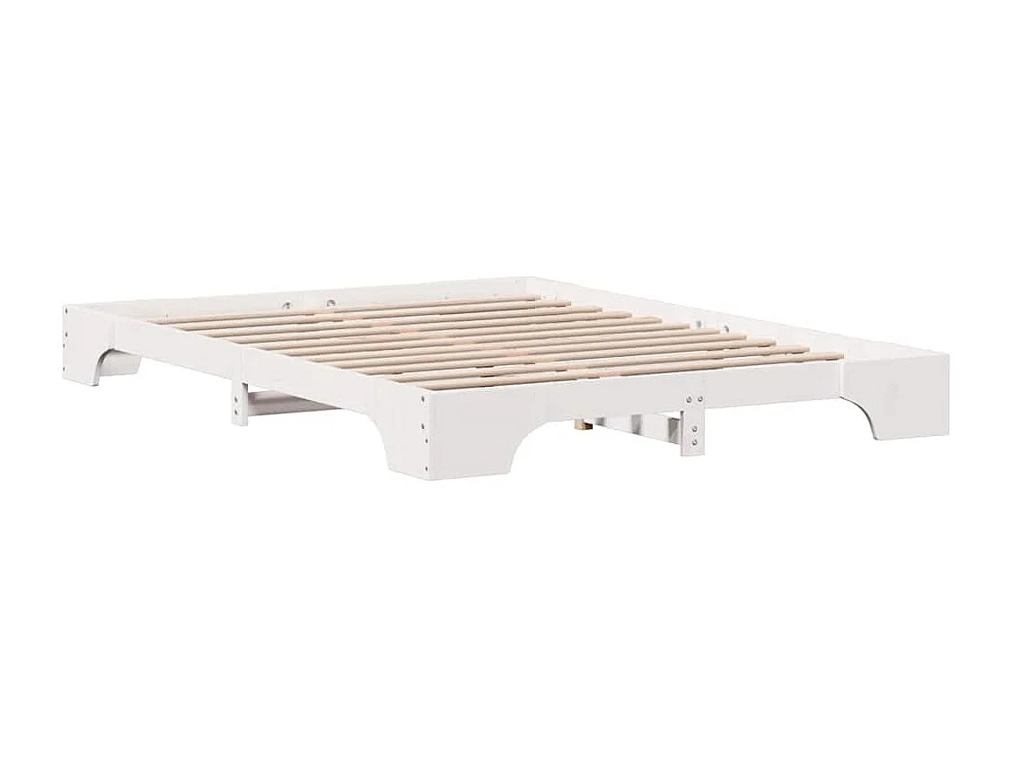Lit double | Lit adulte | Cadre de lit blanc 160x200 cm en bois de pin massif