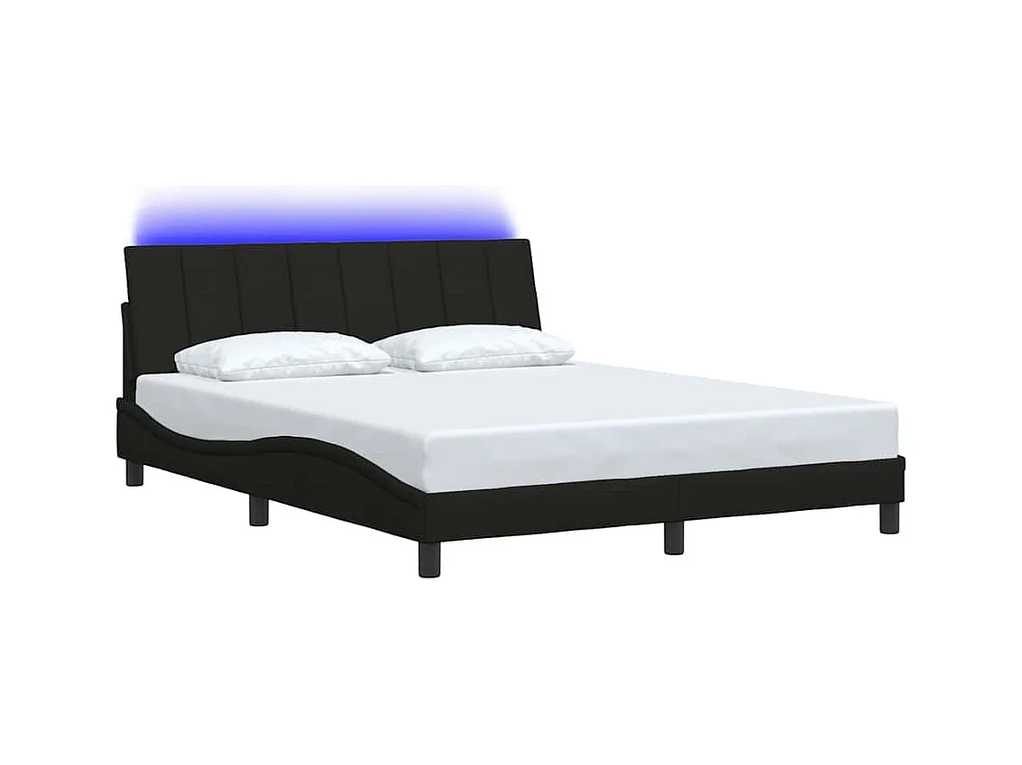 Letto per adulti | Letto matrimoniale | Giroletto senza Materasso Hanko Nero 160x200 cm in Tessuto