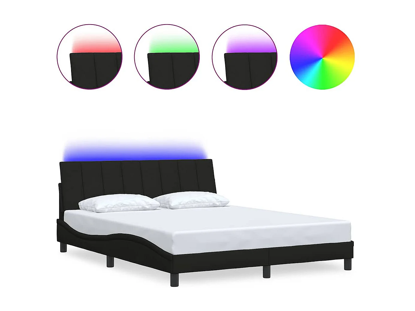 Letto per adulti | Letto matrimoniale | Giroletto senza Materasso Hanko Nero 160x200 cm in Tessuto