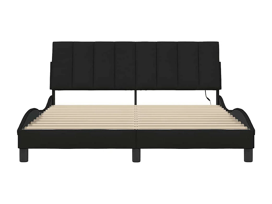 Letto per adulti | Letto matrimoniale | Giroletto senza Materasso Hanko Nero 160x200 cm in Tessuto