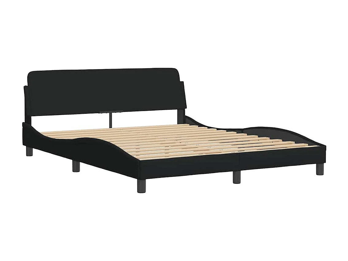 Letto per adulti | Letto matrimoniale | Giroletto senza Materasso Hanko Nero 160x200 cm in Tessuto