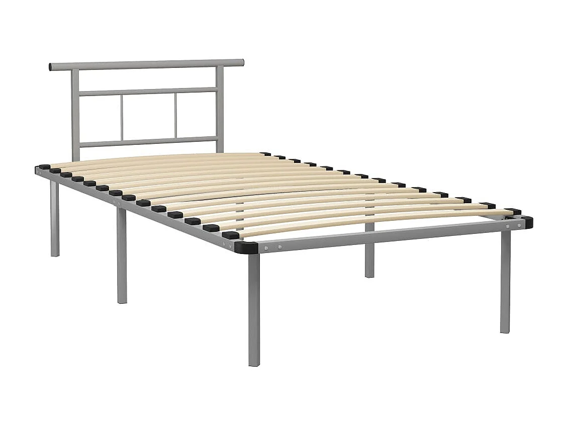Lit simple | Lit adulte, enfant | Cadre de lit gris métal 100x200 cm
