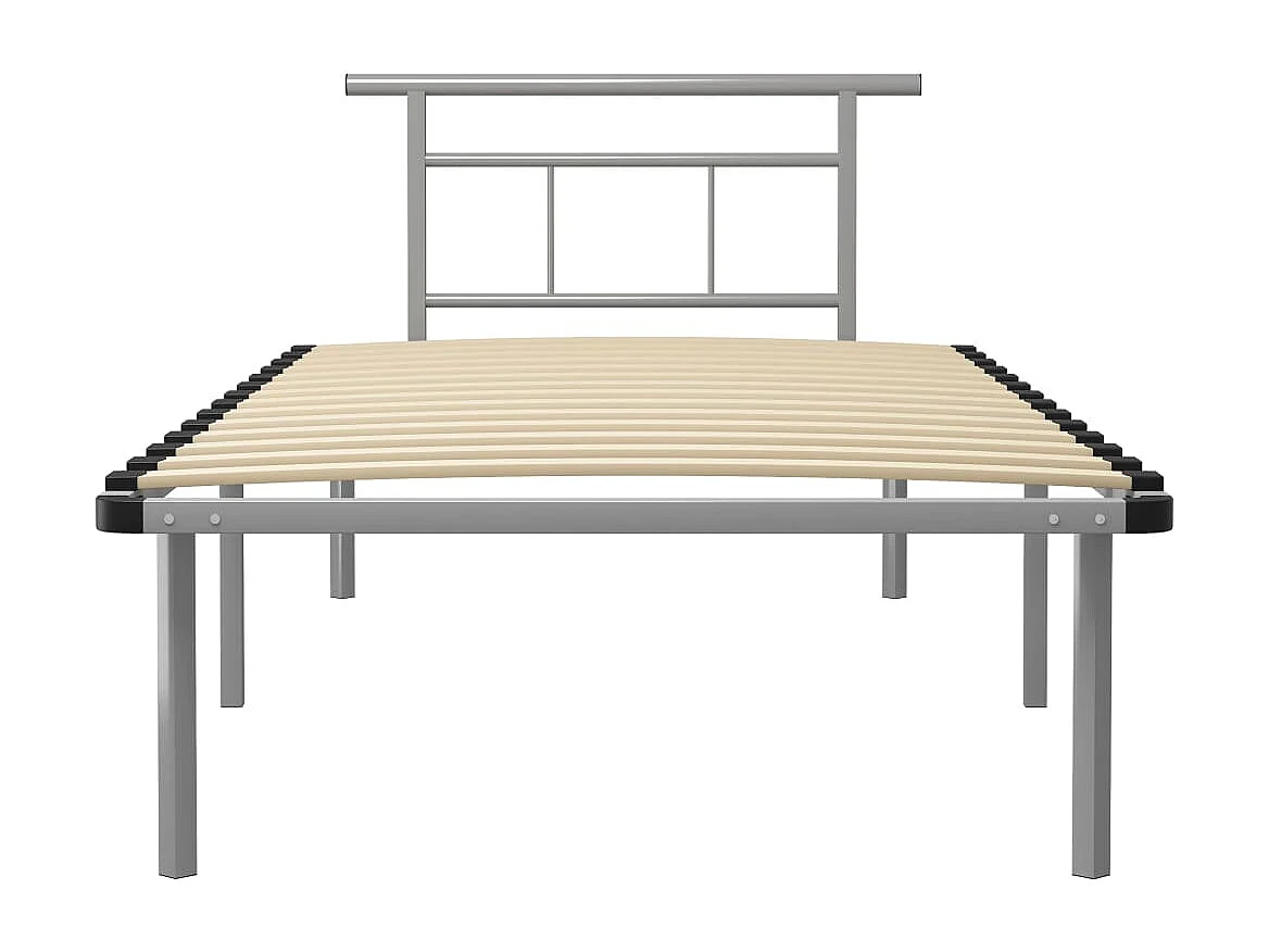 Lit simple | Lit adulte, enfant | Cadre de lit gris métal 100x200 cm