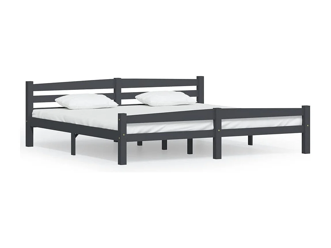 Lit double | Lit adulte | Cadre de lit gris foncé pin massif 200x200 cm