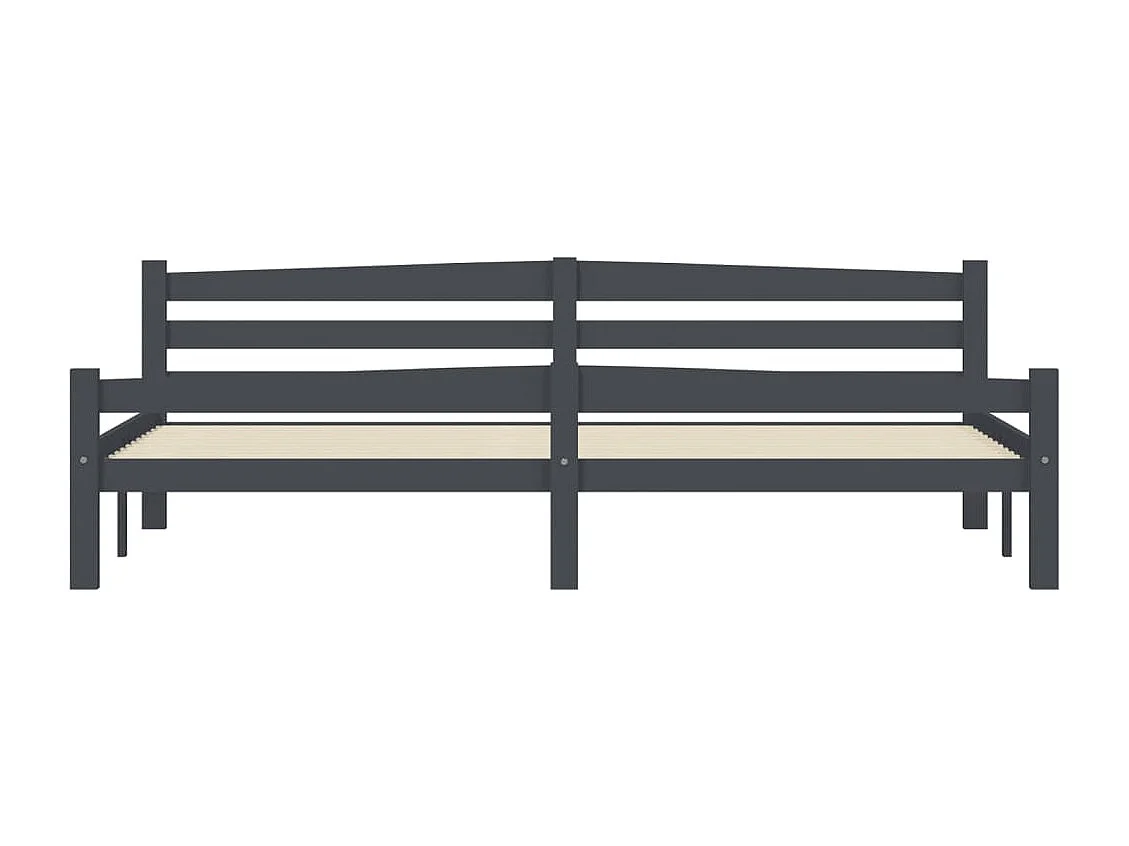 Lit double | Lit adulte | Cadre de lit gris foncé pin massif 200x200 cm