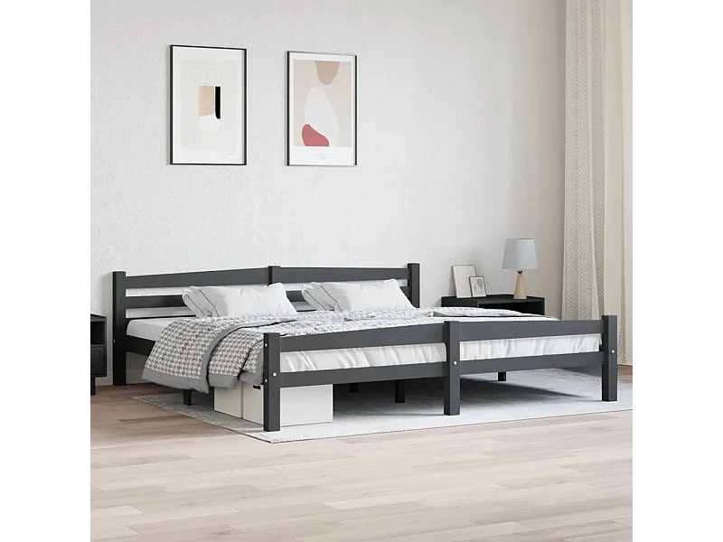 Lit double | Lit adulte | Cadre de lit gris foncé pin massif 200x200 cm