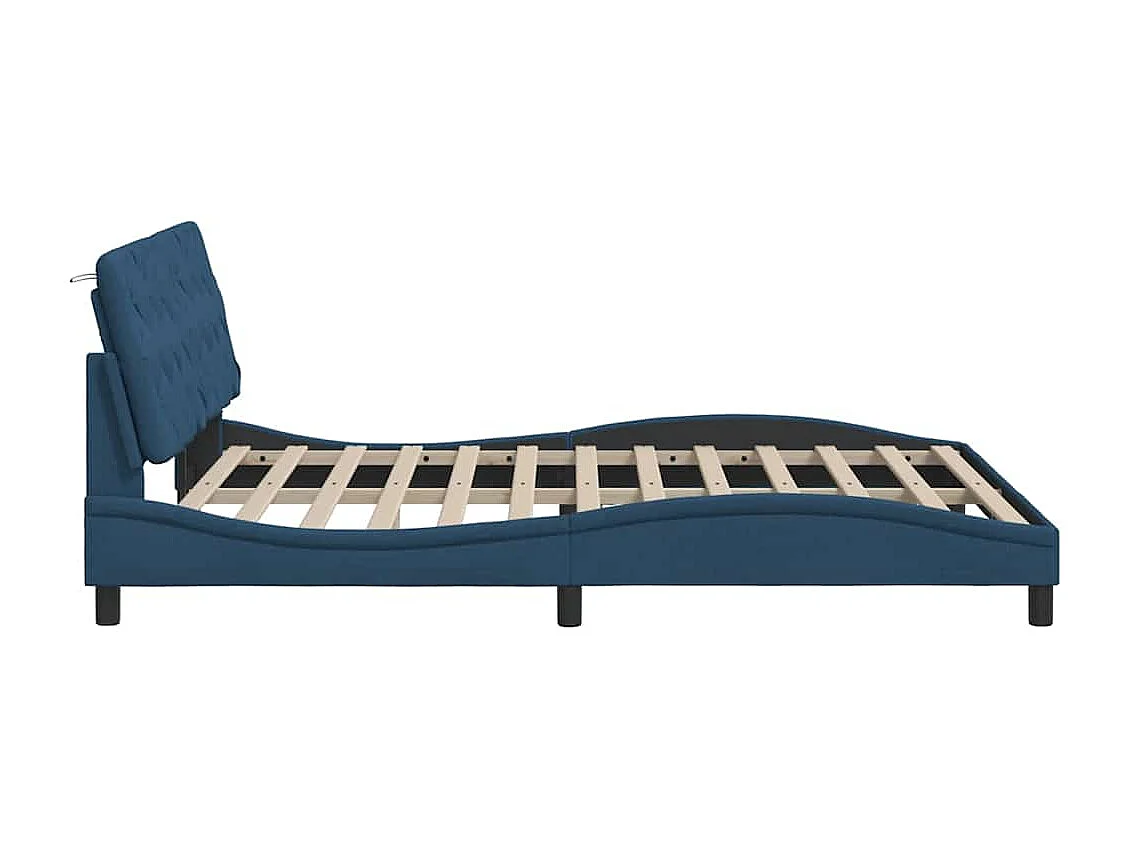 Letto per adulti | Letto matrimoniale | Giroletto senza Materasso Blu 160x200 cm in Tessuto