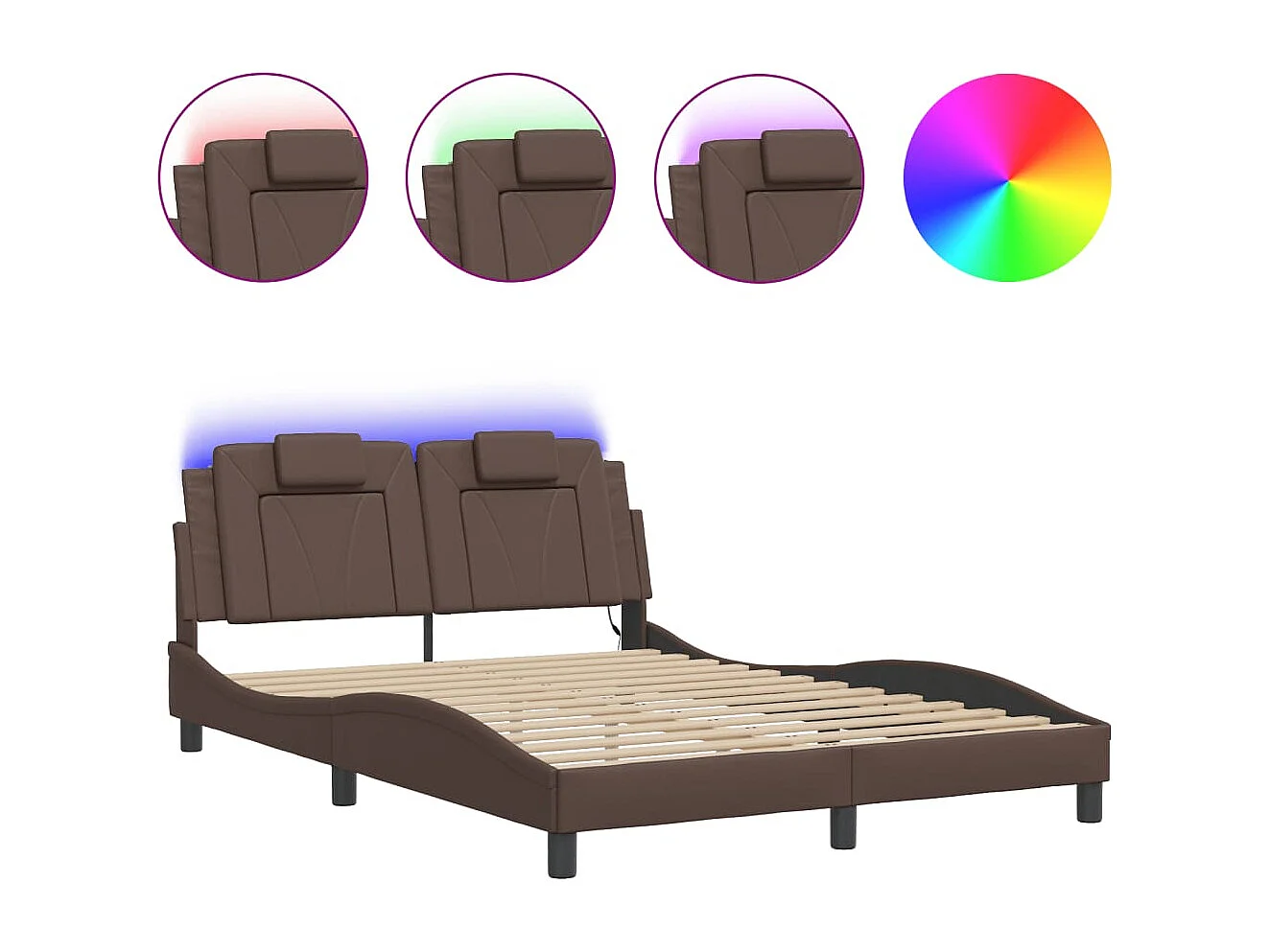 Lit double | Lit adulte | Cadre de lit avec LED marron 140x190 cm