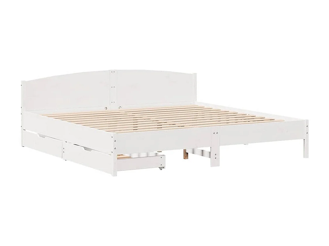 Letto per adulti | Letto matrimoniale | Giroletto senza Materasso Bianco 200x200 cm Legno Massello Pino