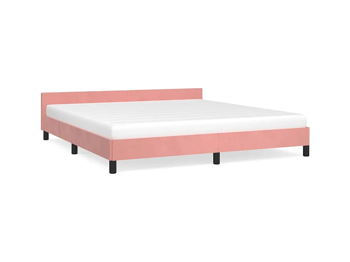 Lit double | Lit adulte | Cadre de lit et tête de lit rose 160x200cm velours