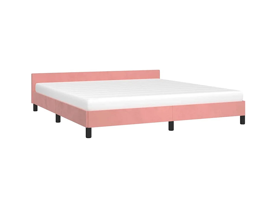 Lit double | Lit adulte | Cadre de lit et tête de lit rose 160x200cm velours