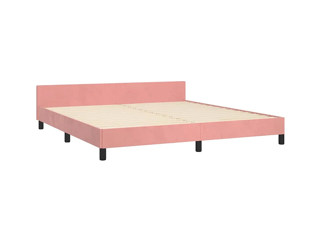 Lit double | Lit adulte | Cadre de lit et tête de lit rose 160x200cm velours