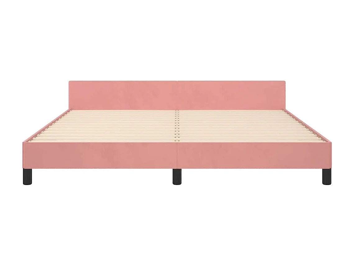 Lit double | Lit adulte | Cadre de lit et tête de lit rose 160x200cm velours
