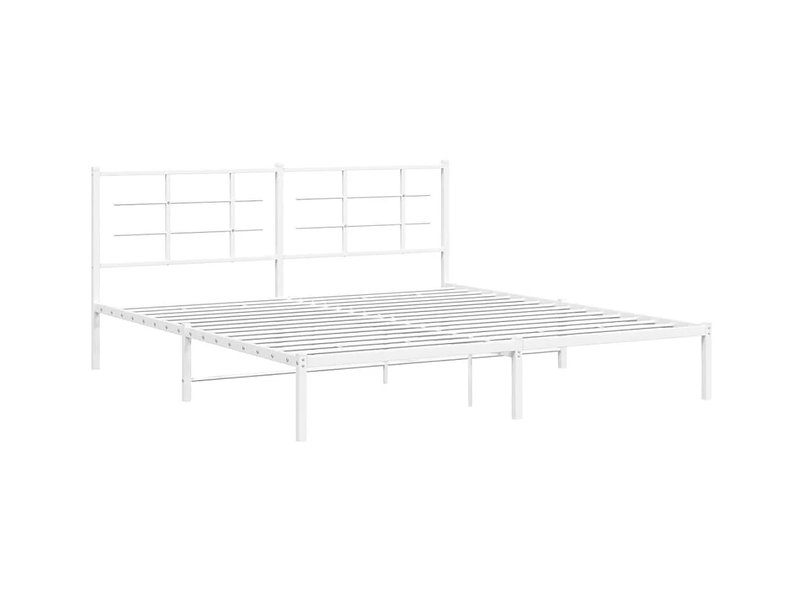 Lit double | Lit adulte | Cadre de lit métal et tête de lit blanc 183x213 cm