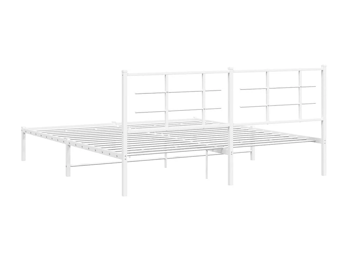 Lit double | Lit adulte | Cadre de lit métal et tête de lit blanc 183x213 cm