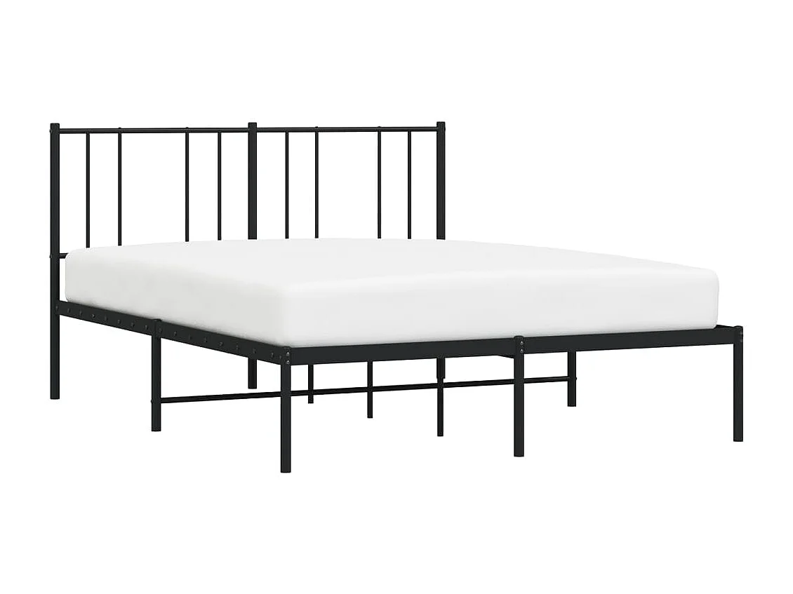 Lit double | Lit adulte | Cadre de lit métal avec tête de lit noir 140x200cm