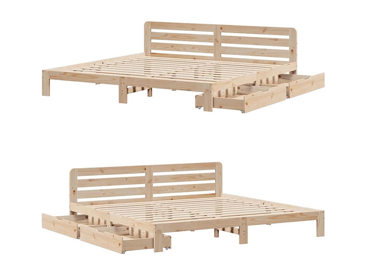 Bedframe | Tweepersoonsbed zonder matras massief grenenhout 200x200 cm