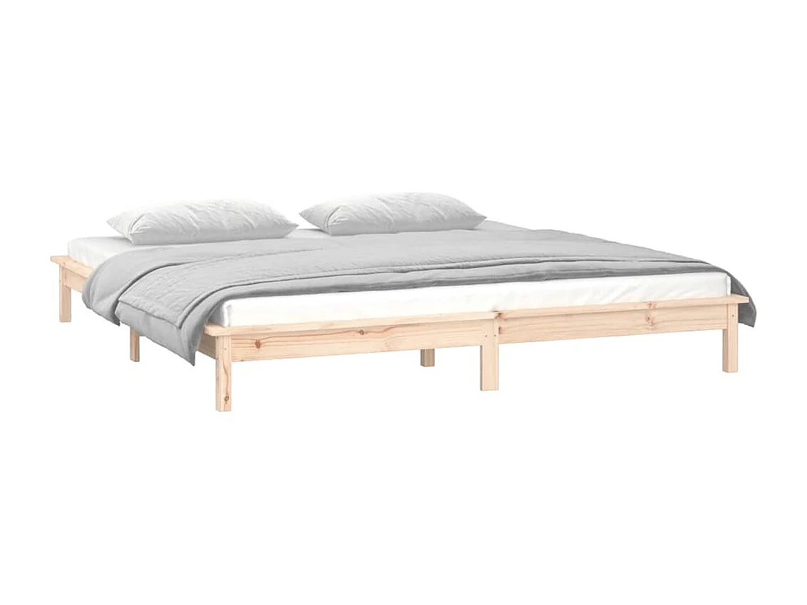 Lit double | Lit adulte | Cadre de lit à LED 150x200 cm bois massif