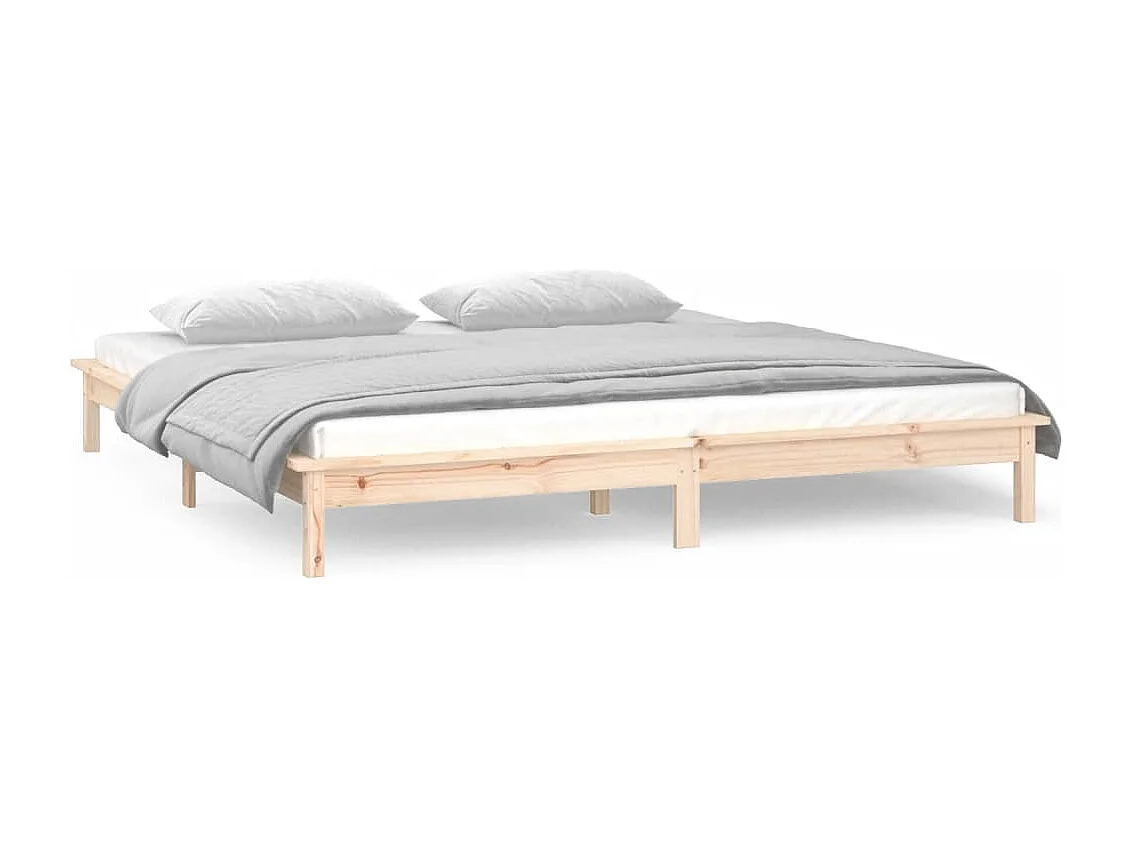 Lit double | Lit adulte | Cadre de lit à LED 150x200 cm bois massif