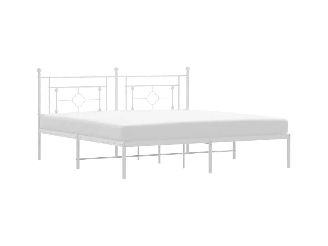 Lit double | Lit adulte | Cadre de lit métal et tête de lit blanc 183x213 cm