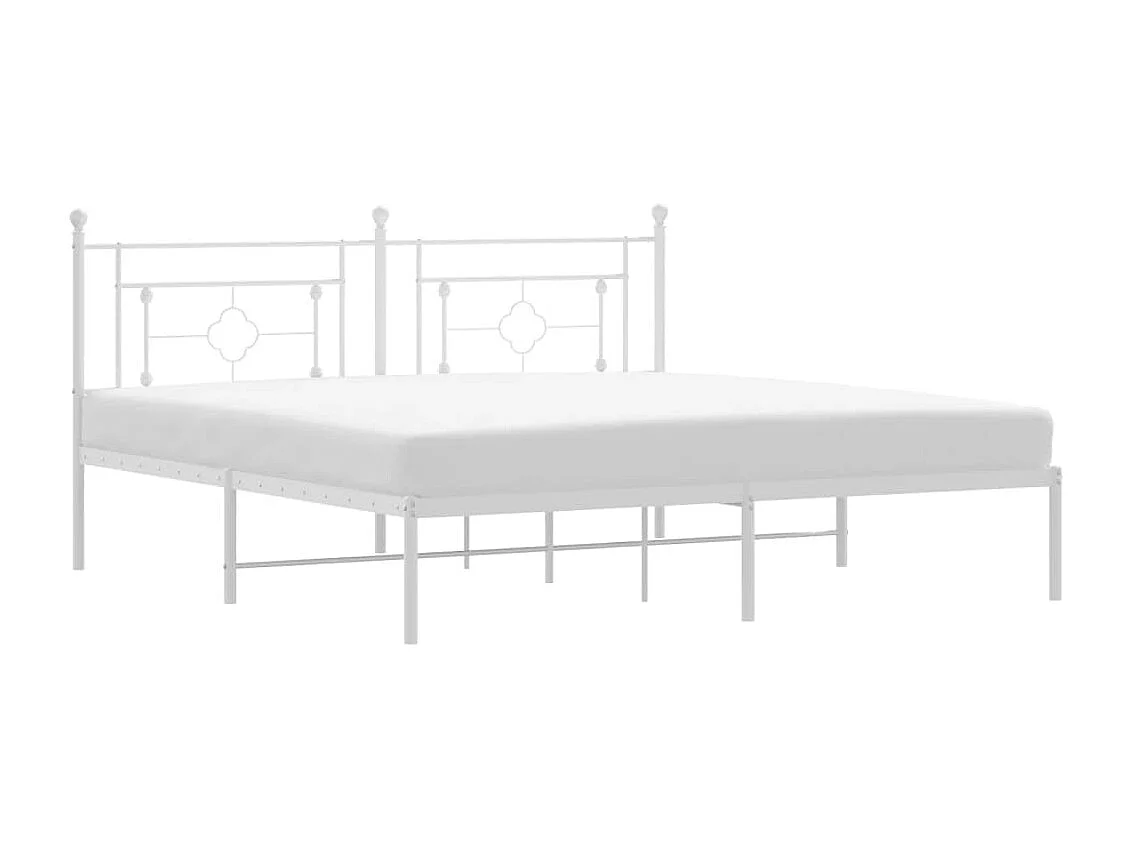 Lit double | Lit adulte | Cadre de lit métal et tête de lit blanc 183x213 cm