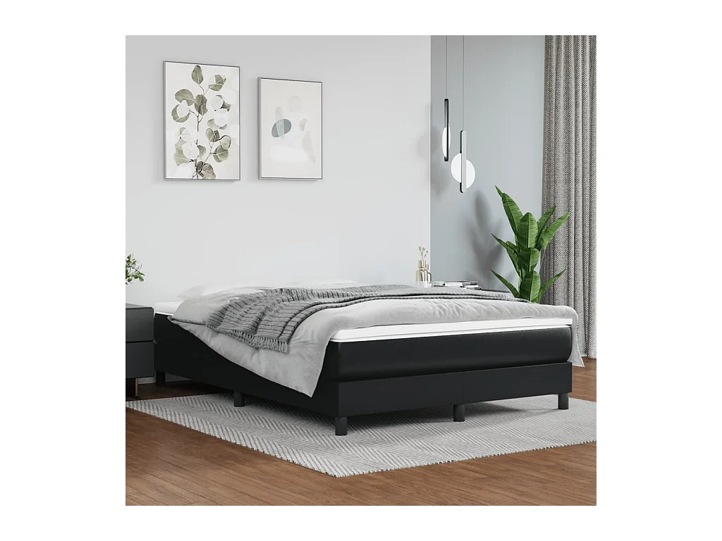 Lit double | Lit adulte | Cadre de lit noir 140x190 cm similicuir