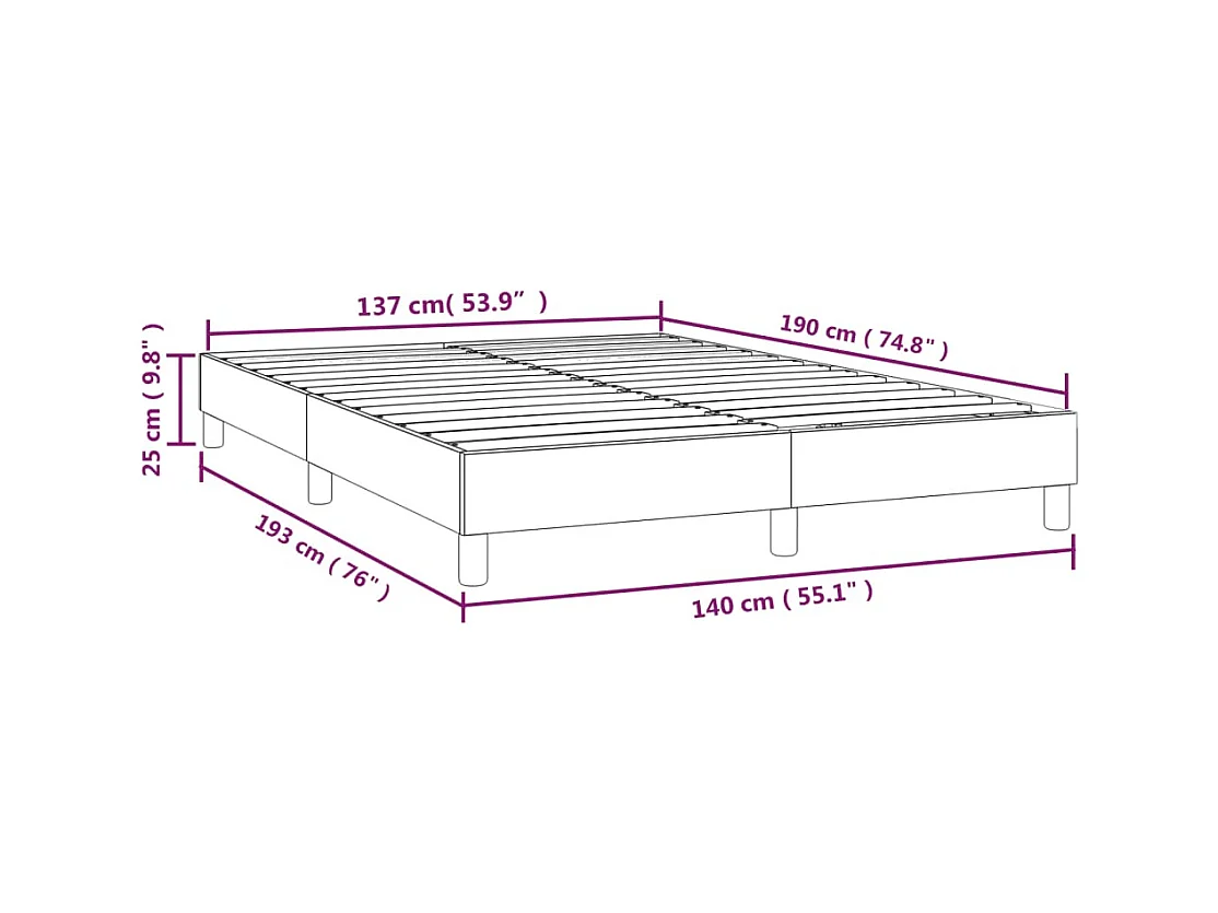Lit double | Lit adulte | Cadre de lit noir 140x190 cm similicuir