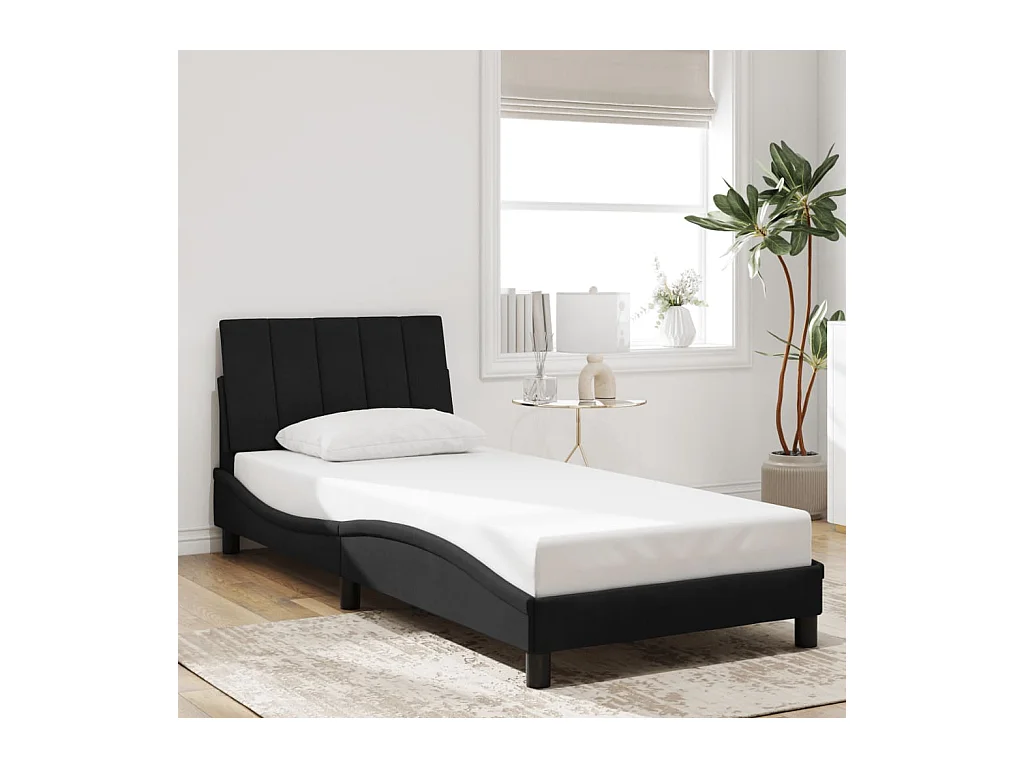 Lit simple | Lit adulte, enfant | Cadre de lit noir 80x200 cm velours