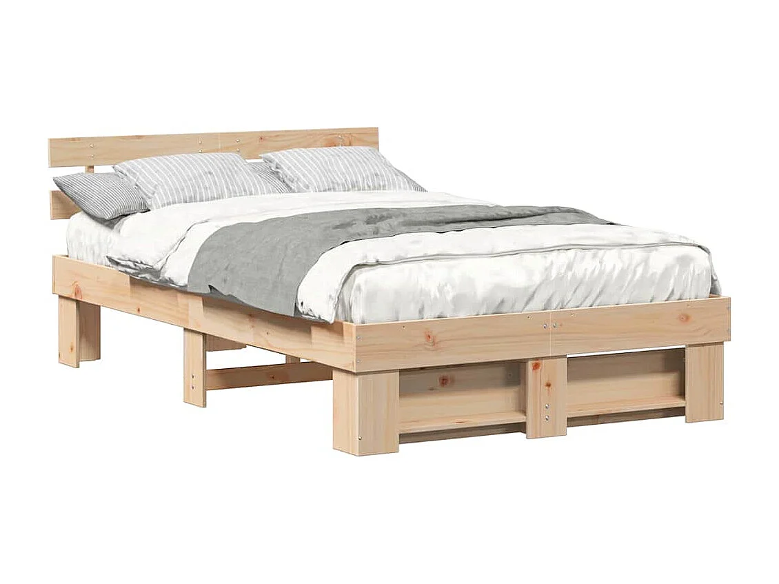 Lit simple | Lit adulte, enfant | Cadre de lit Marron 120x190 cm Bois massif en pin