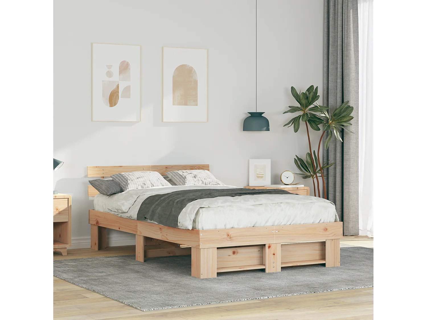 Letto singolo | Giroletto | Struttura del letto Marrone 120x190 cm Pino massello