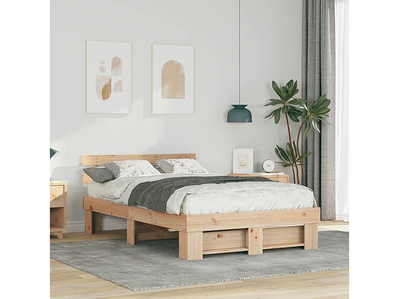 Lit simple | Lit adulte, enfant | Cadre de lit Marron 120x190 cm Bois massif en pin