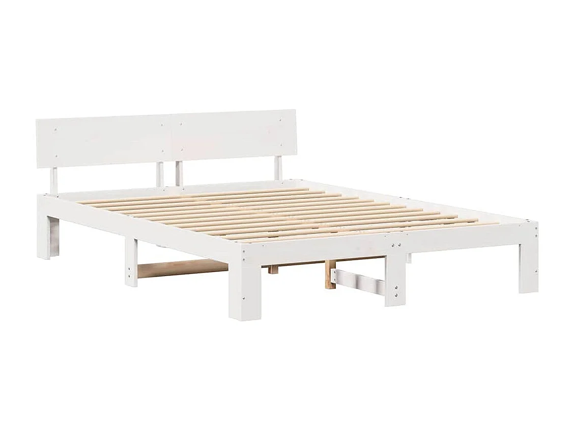 Lit double | Lit adulte | Cadre de lit Blanc 150x200 cm Bois de pin massif