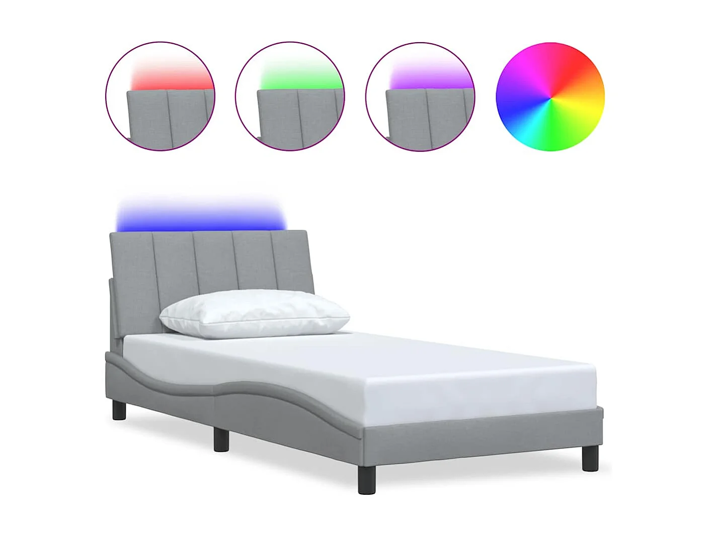 Lit simple | Lit adulte, enfant | Cadre de lit gris clair 100x200 cm tissu