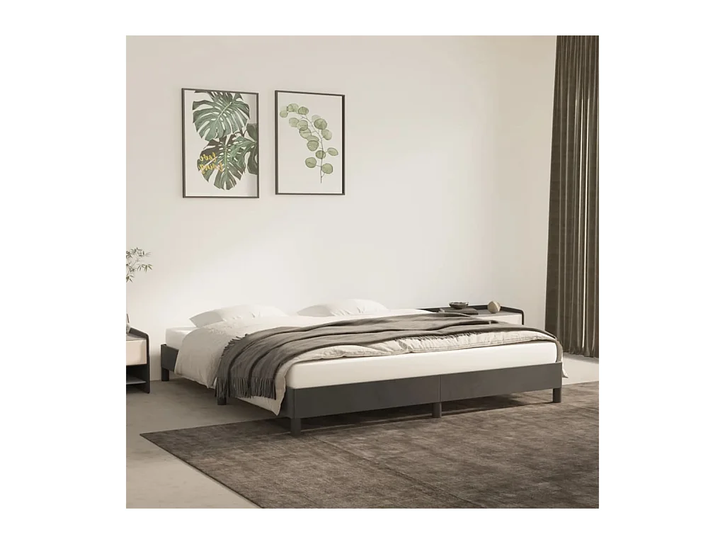 Lit double | Lit adulte | Cadre de lit gris foncé 180x200 cm velours