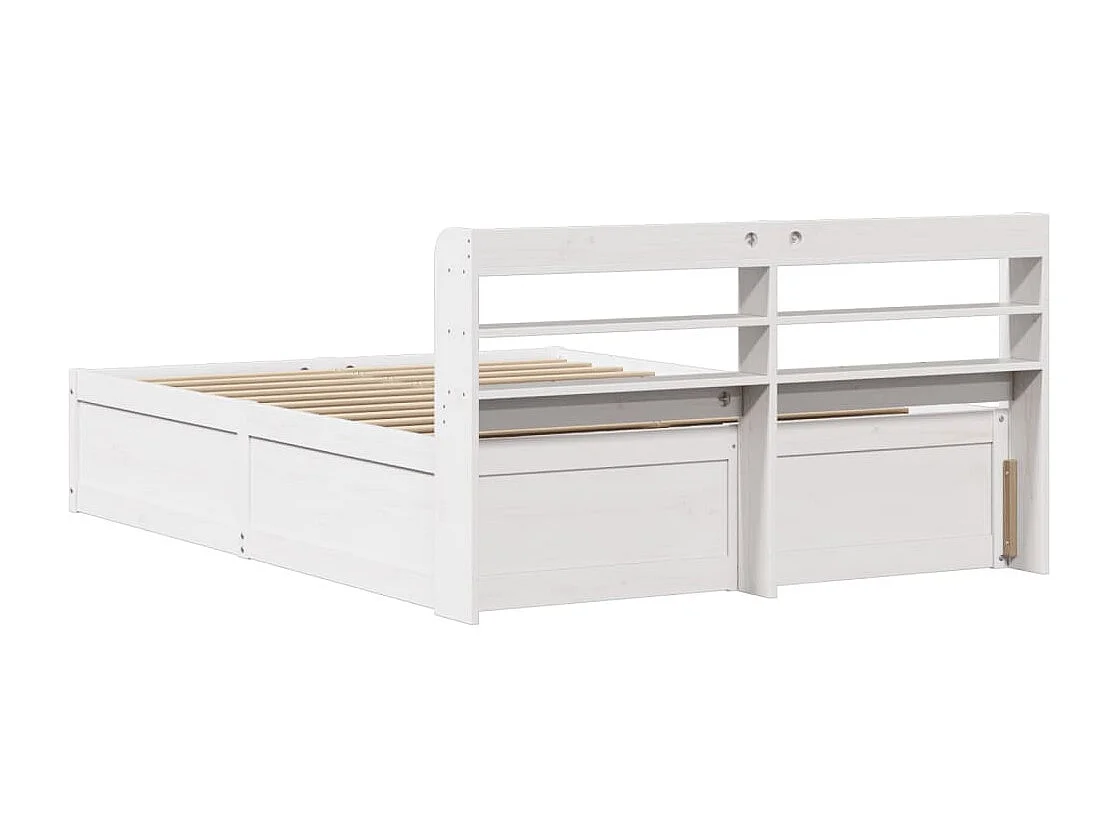 Letto per adulti | Letto singolo | Giroletto con Testiera Bianco 120x190 cm Legno Massello di Pino