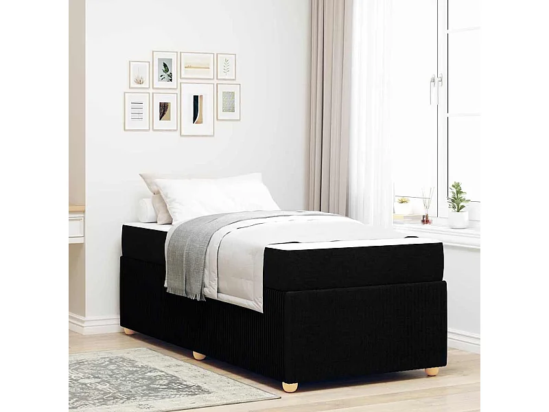 Lit simple | Lit adulte, enfant | Cadre de lit avec matelas Noir 90x190 cm tissu