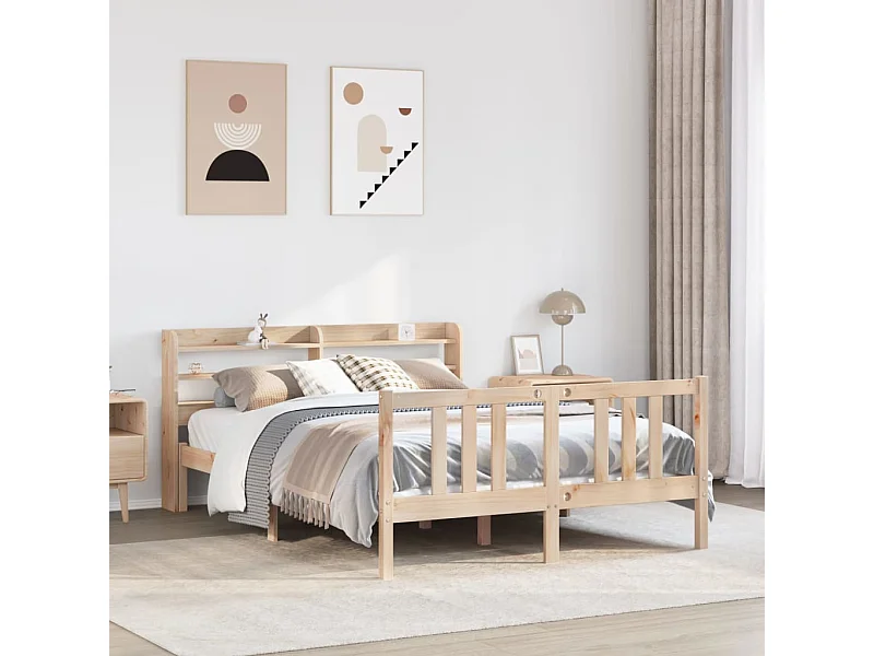 Letto per adulti | Letto singolo | Giroletto con Testiera 120x200 cm in Legno Massello di Pino