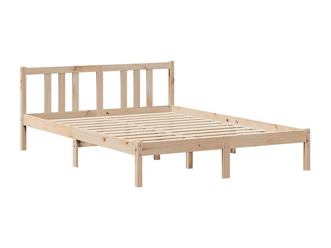 Letto per adulti | Letto singolo | Giroletto con Testiera 120x200 cm in Legno Massello di Pino