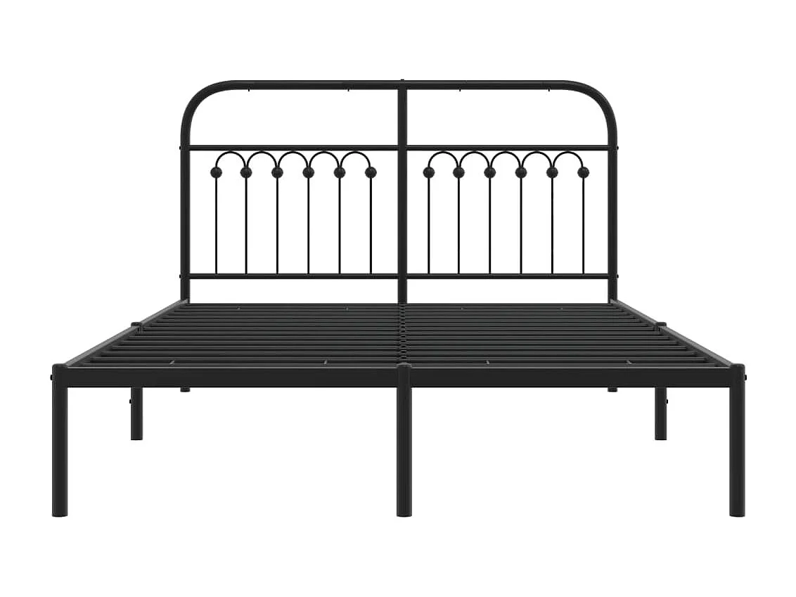Lit double | Lit adulte | Cadre de lit métal avec tête de lit noir 140x200cm