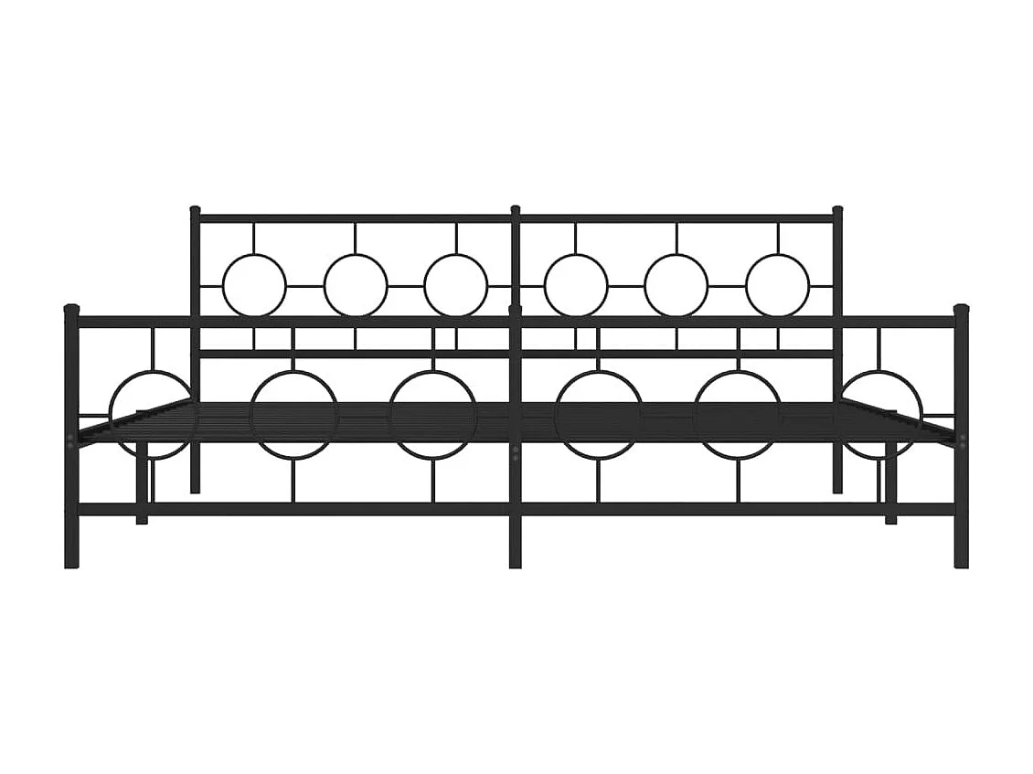 Lit double | Lit adulte | Cadre de lit métal avec pied de lit noir 193x203cm