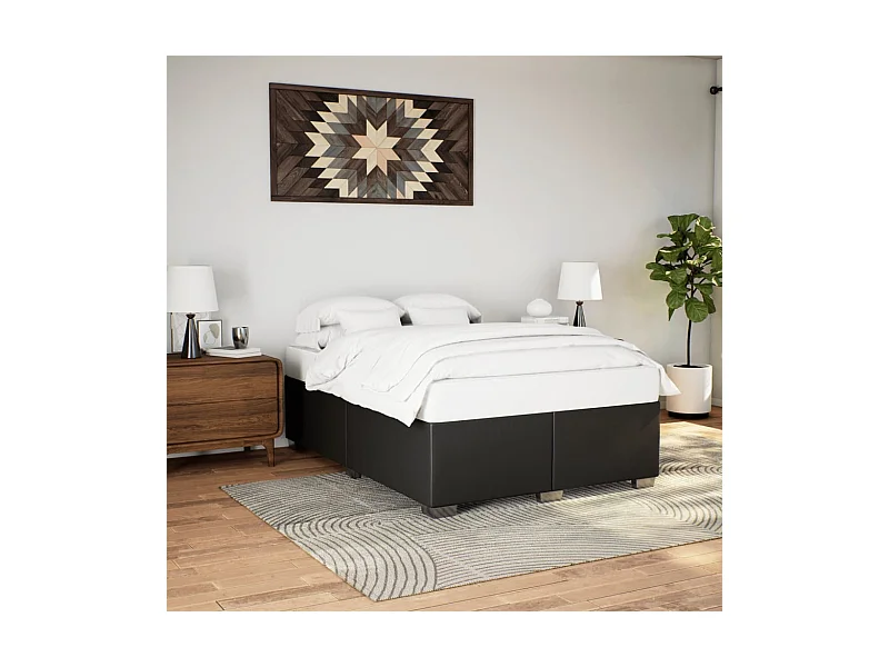 Letto per adulti | Letto matrimoniale | Giroletto Nero 140x190 cm in Similpelle