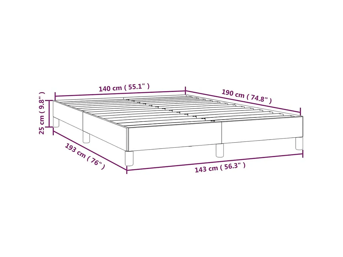 Lit double | Lit adulte | Cadre de lit bleu 140x190 cm tissu